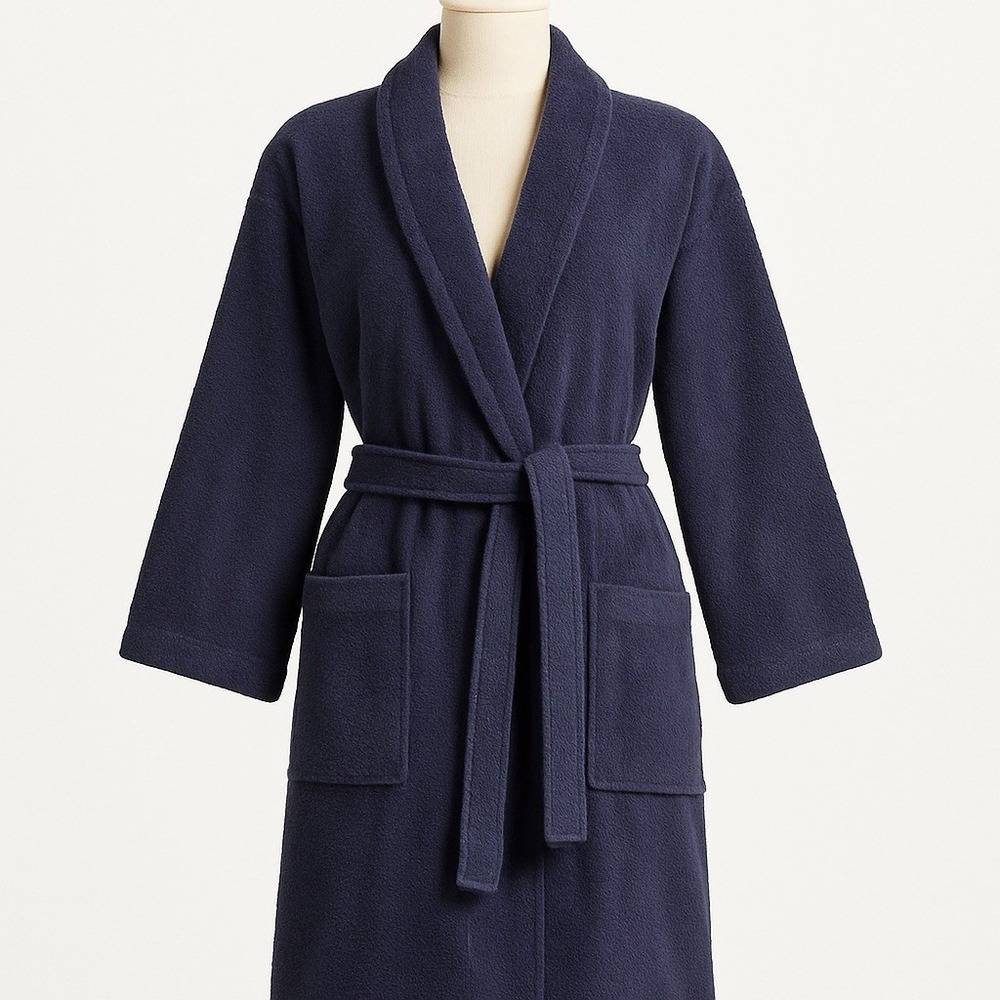Frette Navy Blue Terry Cloth Robe Luxury Spa Lounge‎ Wear Small Belted Cotton